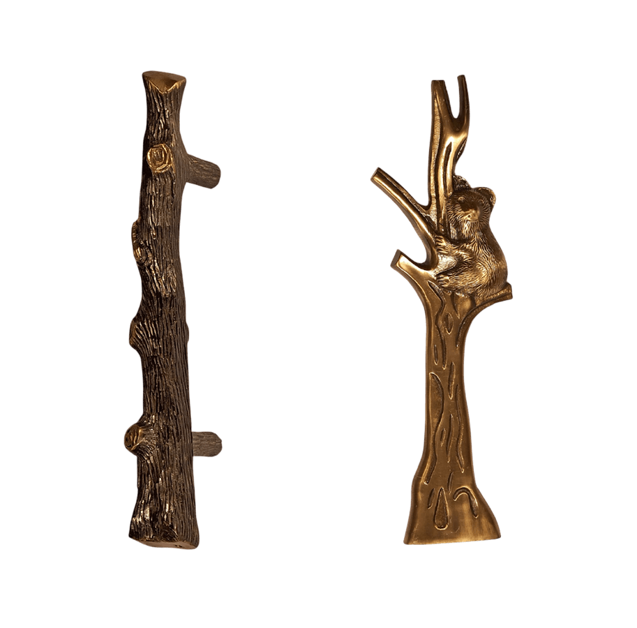 FANCY BRASS DOOR HANDLE (ANTIQUE) TREE DESIGN